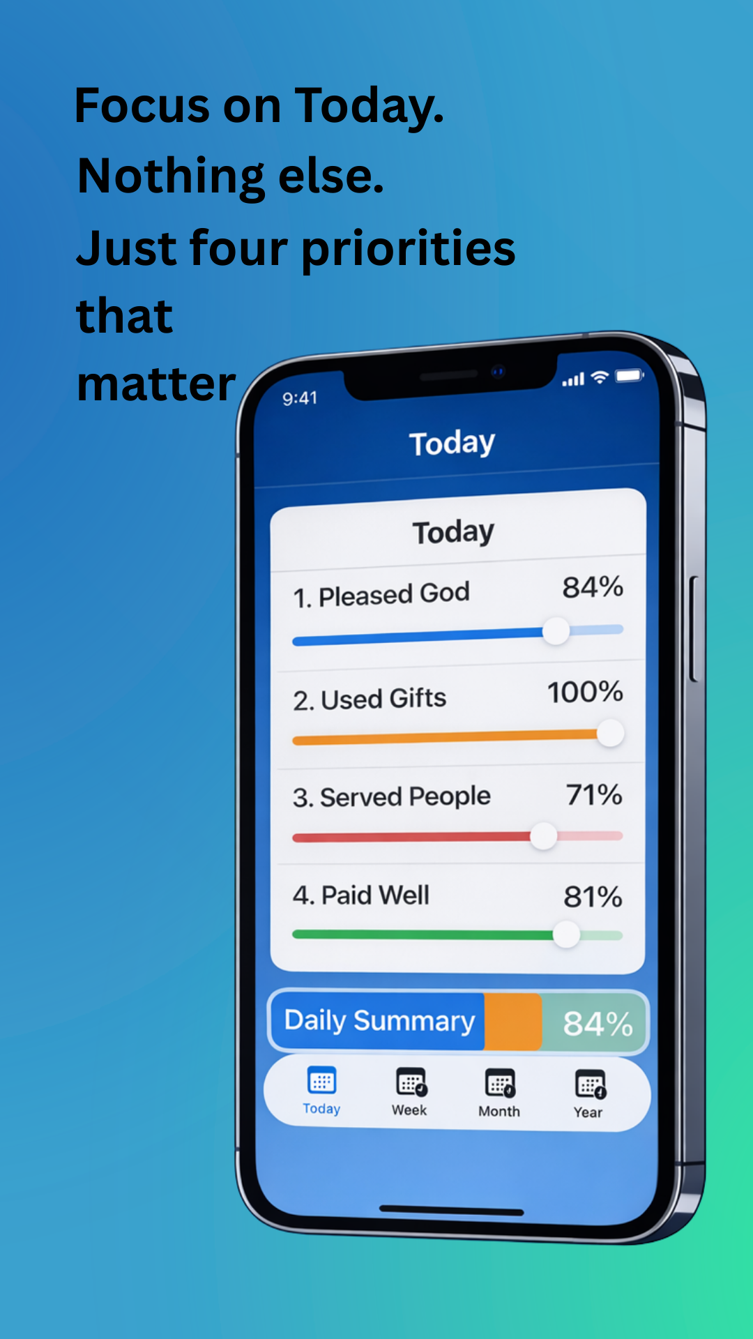 Progress / alternate Today screen